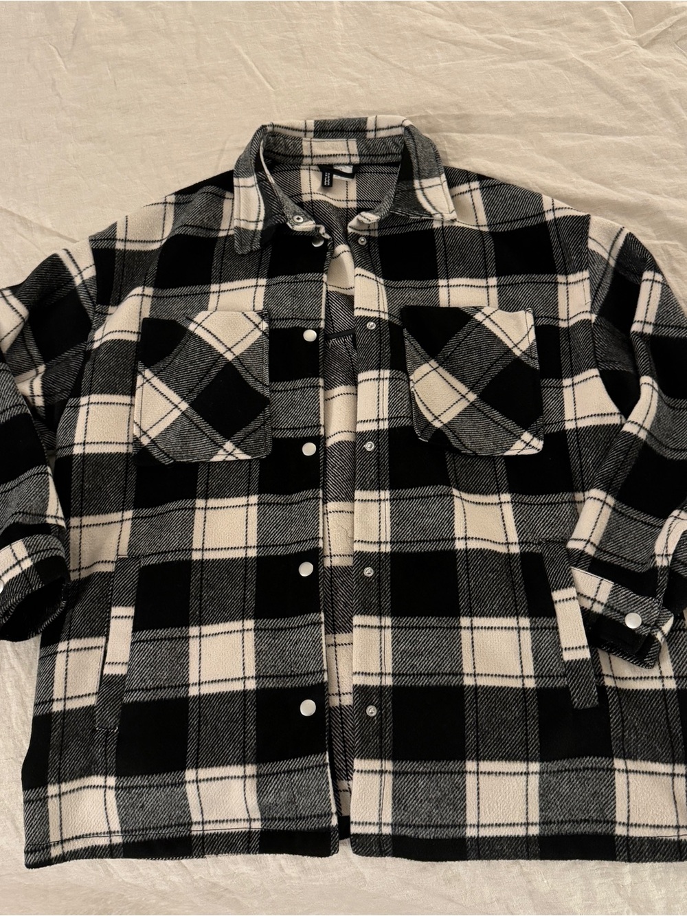 Divided Oversized Black and White Plaid Button-Up Shacket